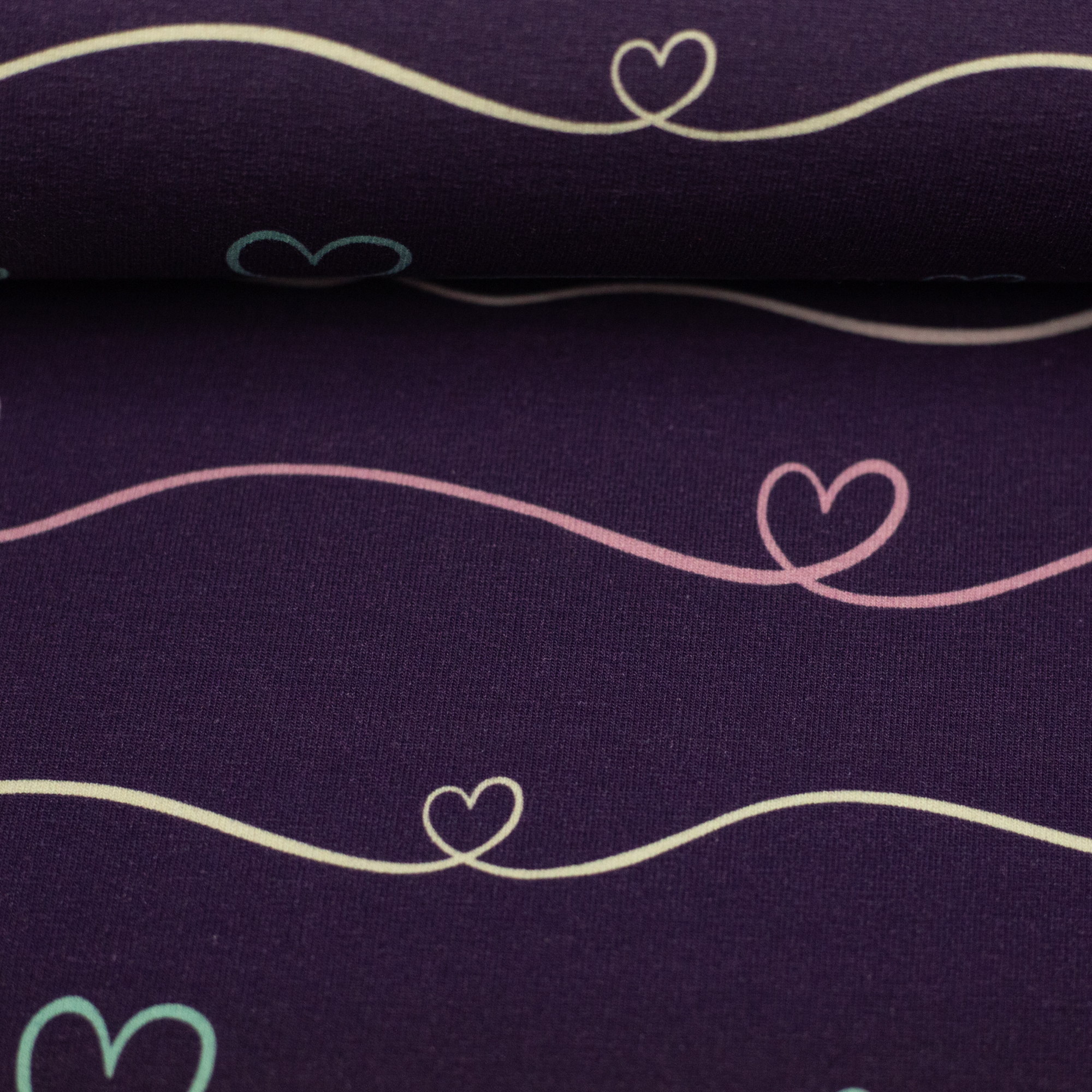 Scribble Hearts by Mrs Mint Design, Jersey Baumwolle