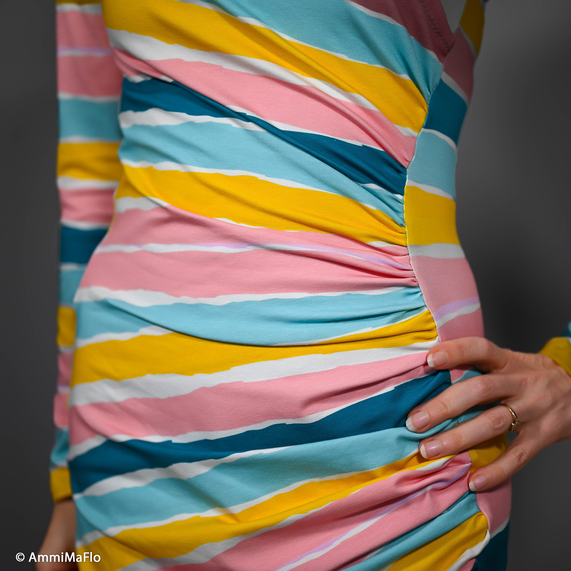 809802 Streifen, bunt/gelb/petrol/hellrose