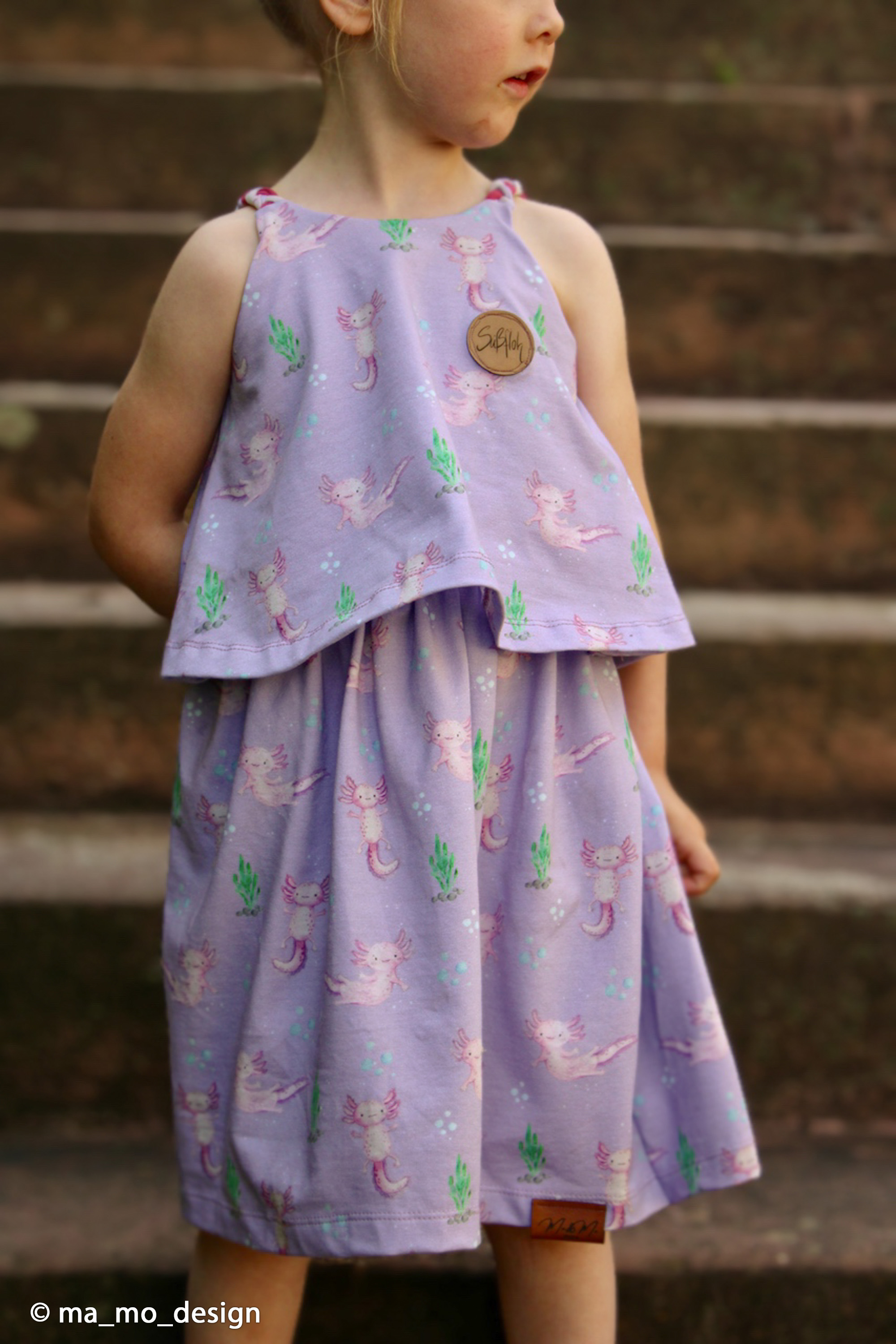 In The Pond by Christiane Zielinski, Cotton Jersey, Axolotl, Amphibians, lavender