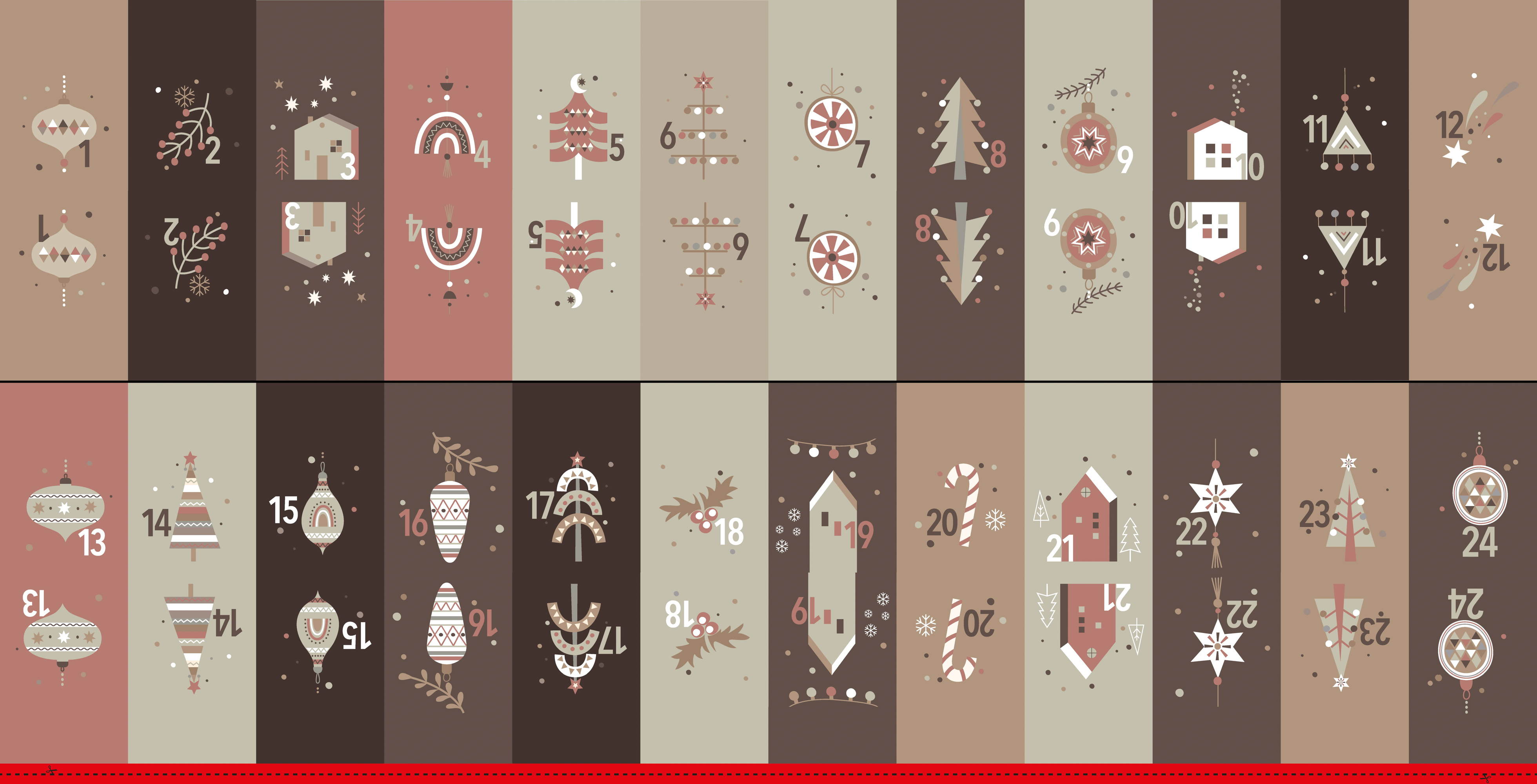 Adventskalender **Rapportlänge ca. 75cm**, Baumwolle Webware