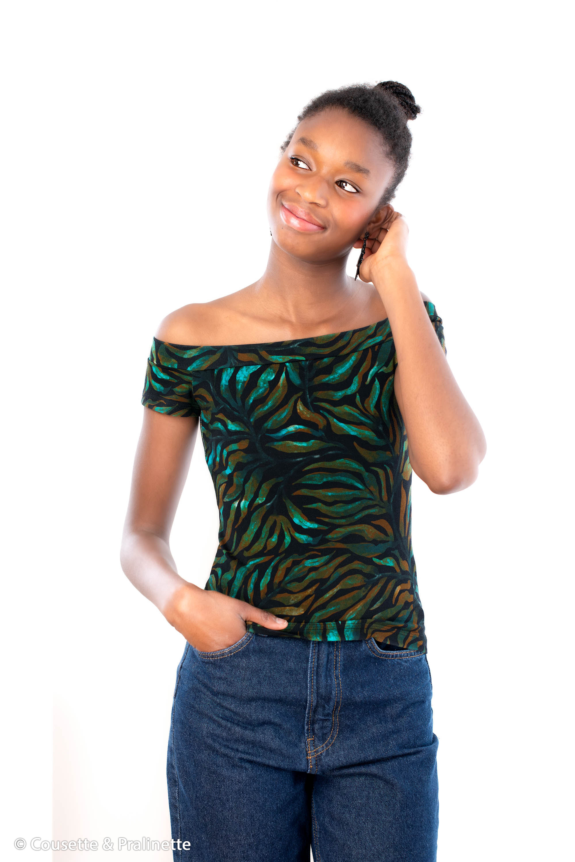 882299 Blätter, petrol/schwarz