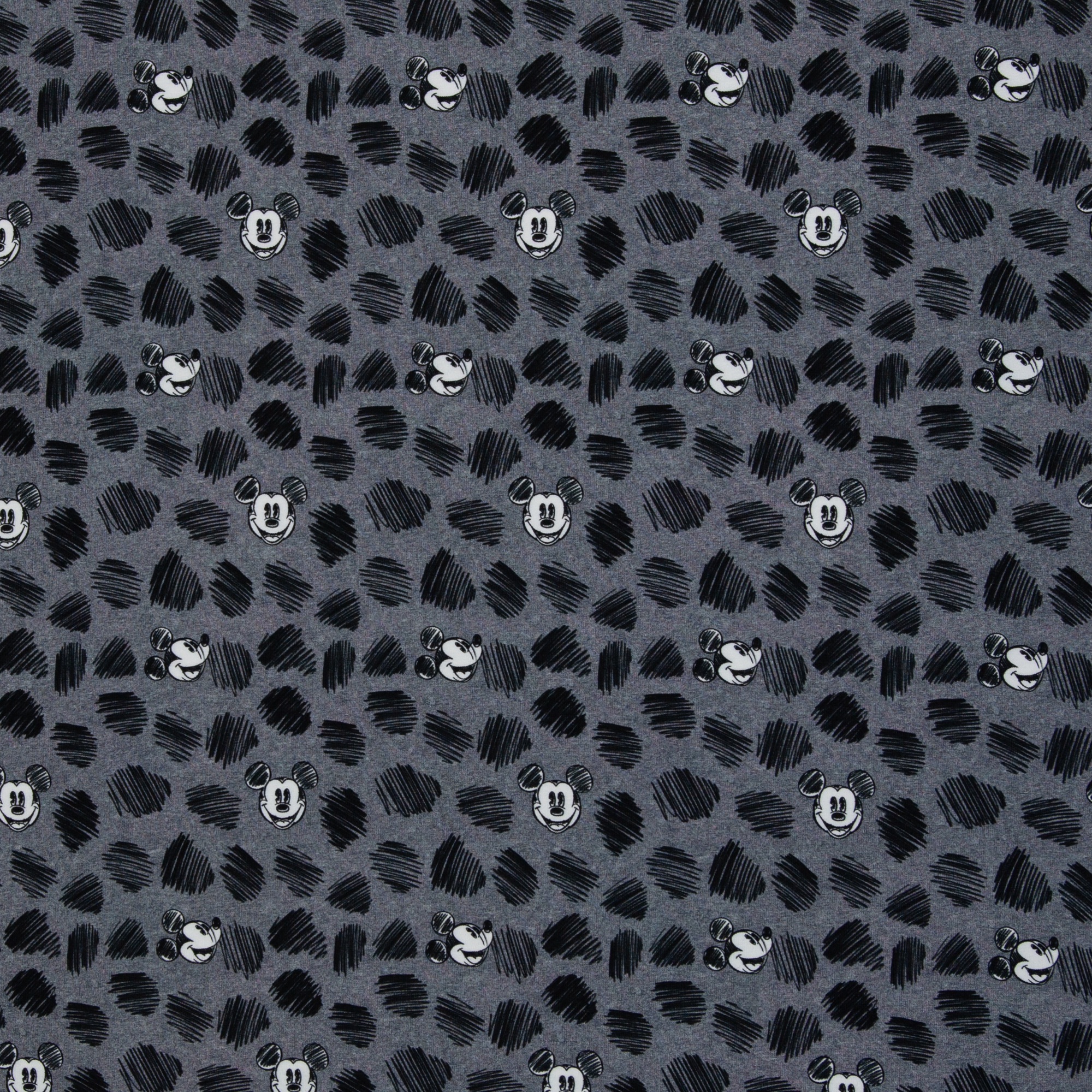 Disney Micky Maus – Baumwolljersey mit Micky-Maus-Gesicht auf grauem Hintergrund, 40 cm-Ausschnitt