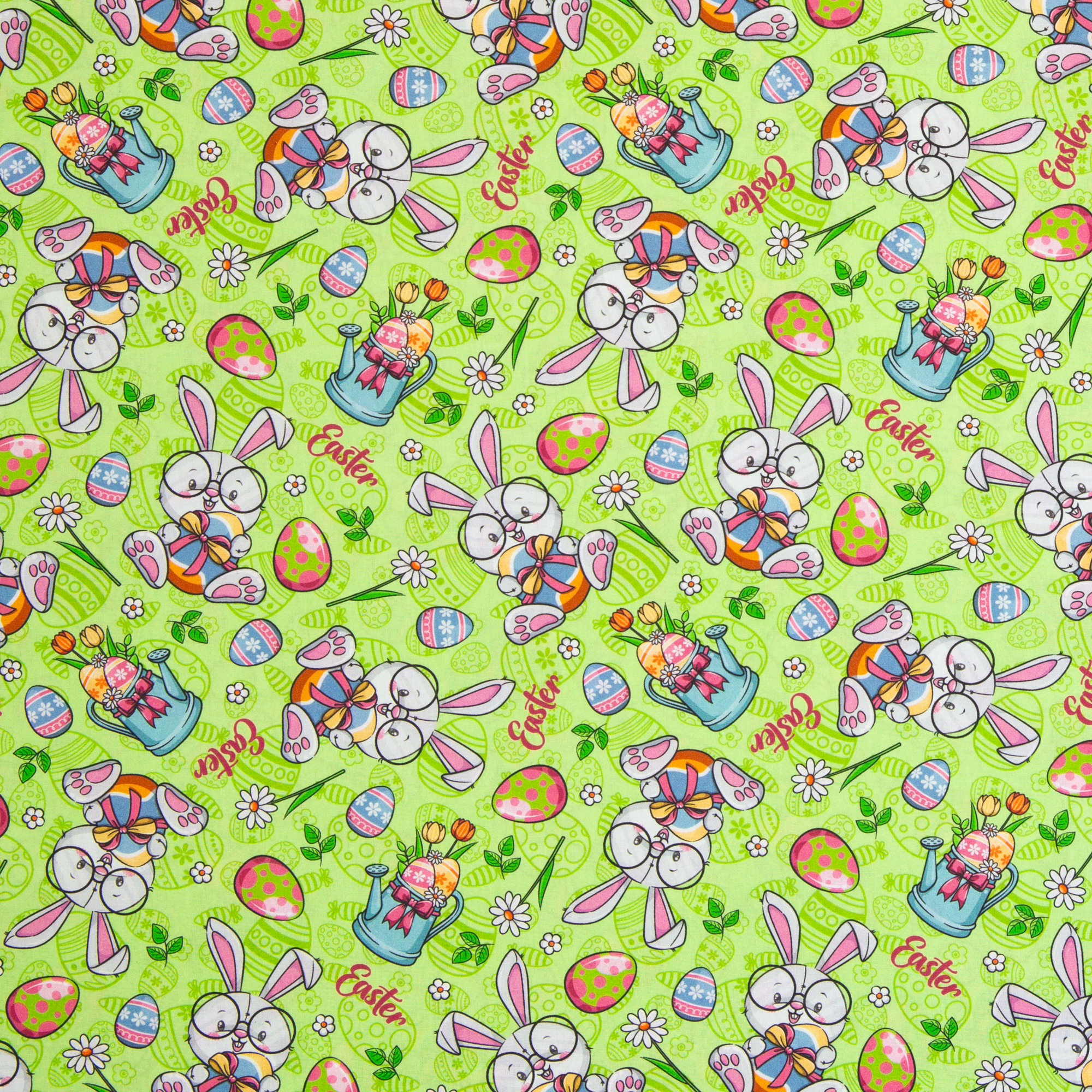 Easter – woven cotton fabric in kiwi green, 40 cm section