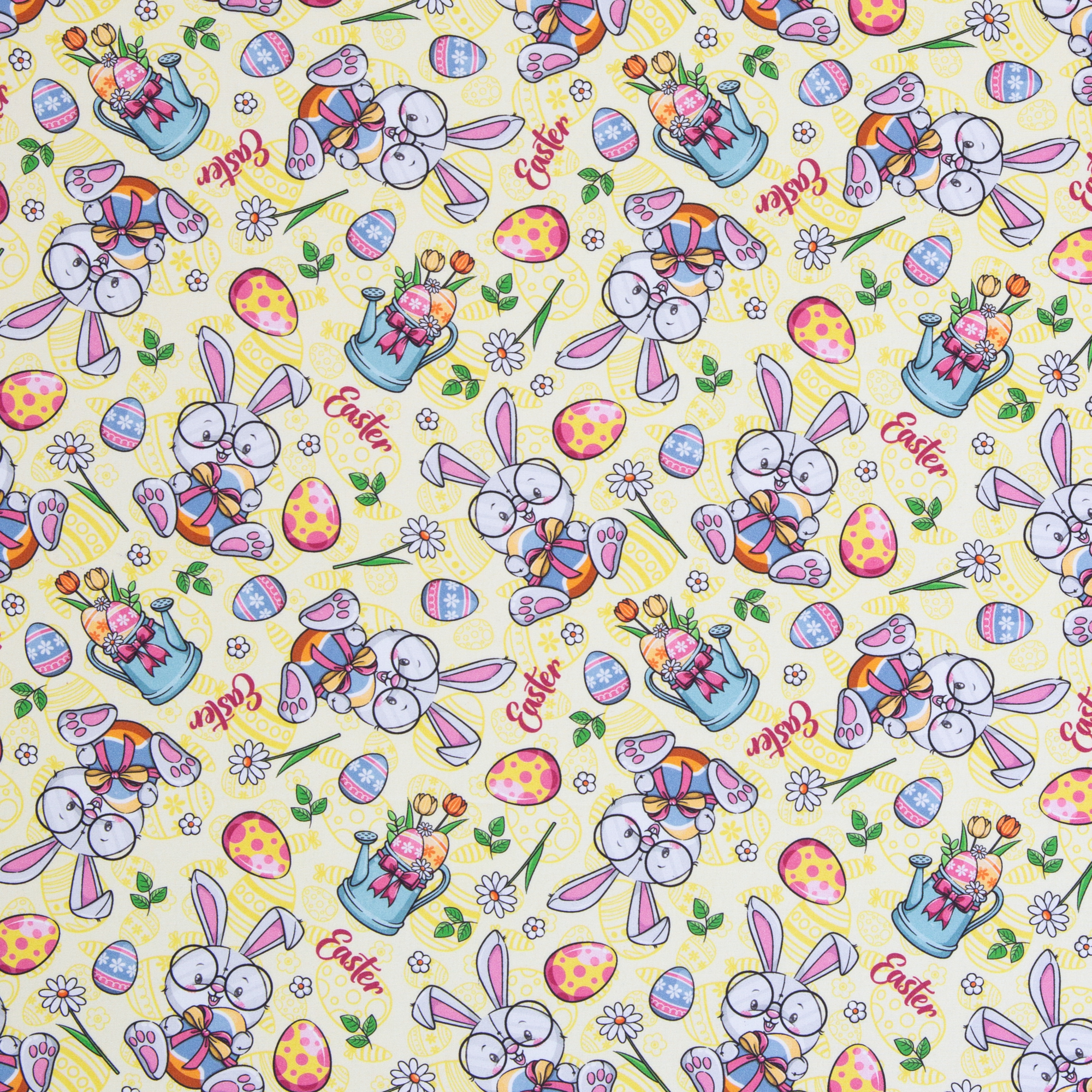 Easter – woven cotton fabric in light yellow, 40 cm section