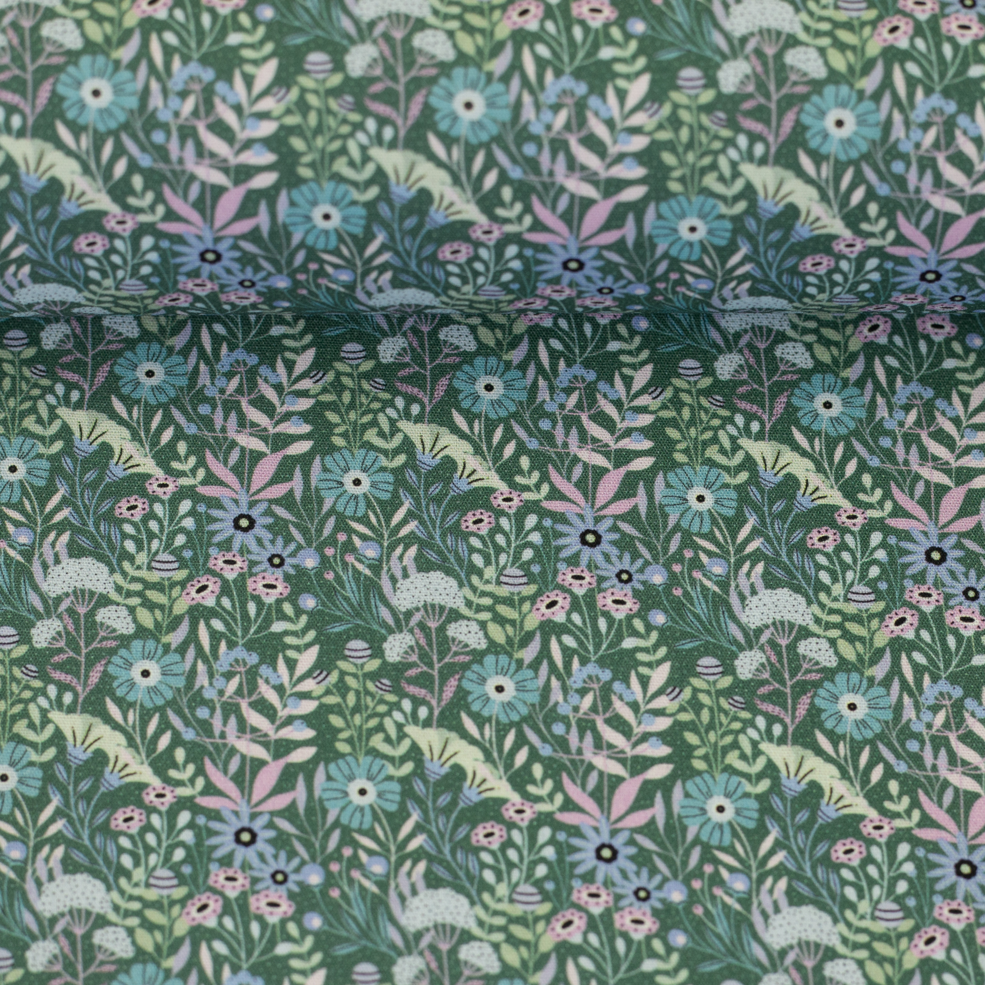 Happyblooms by Claires Creative Forest in green, on the fabric bolt
