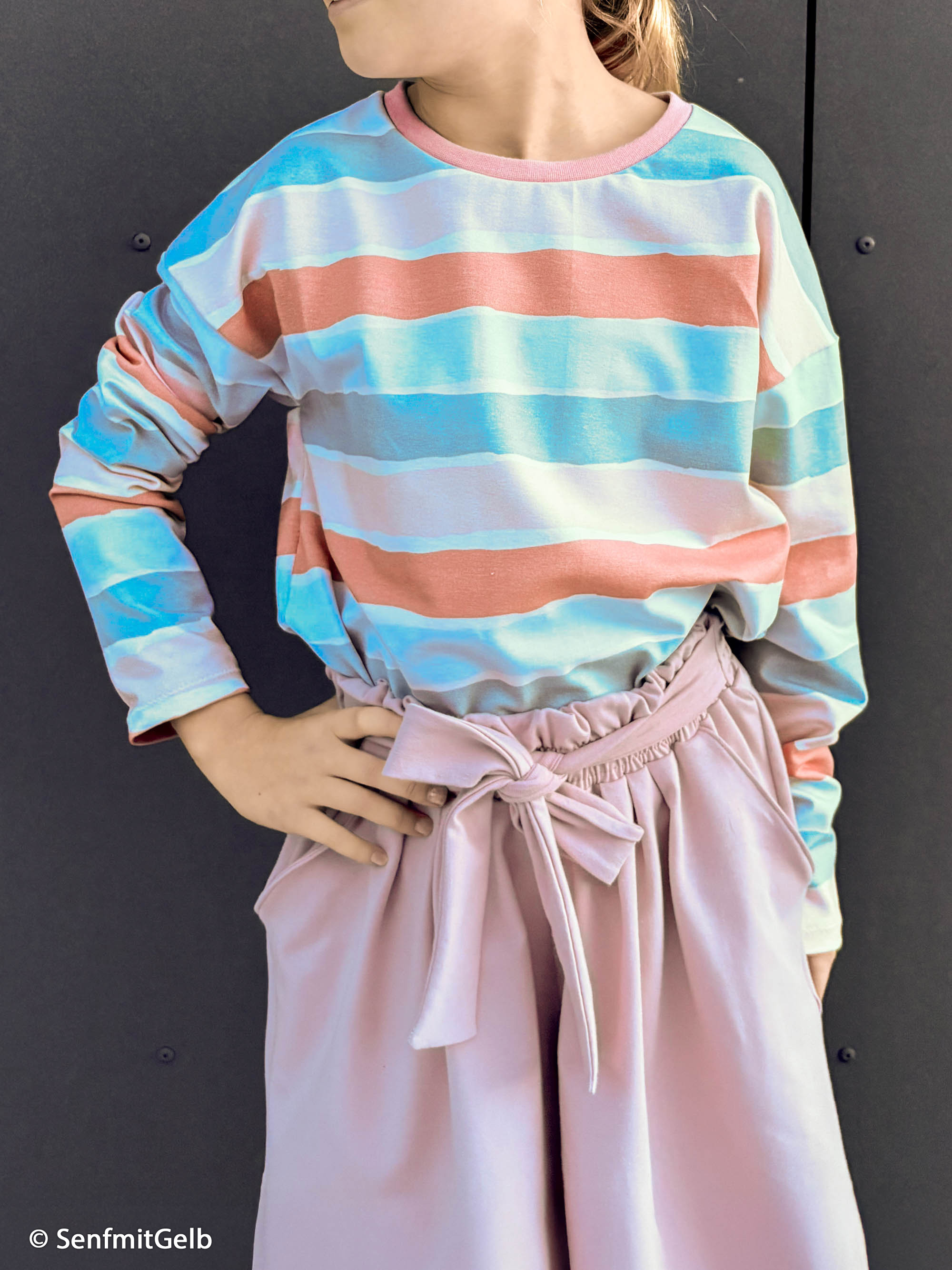 809804 Streifen, bunt/apricot/blau/rosa