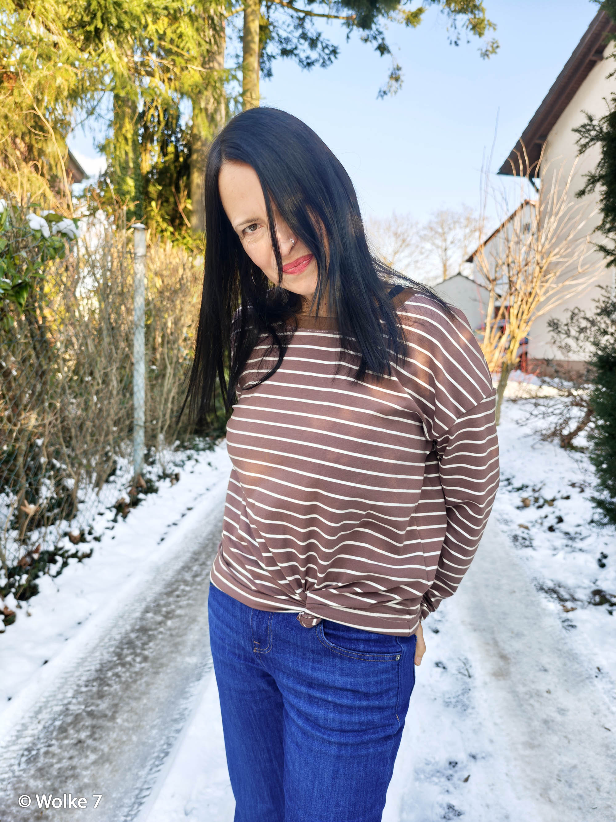 676009 Streifen, peppercorn/naturweiß