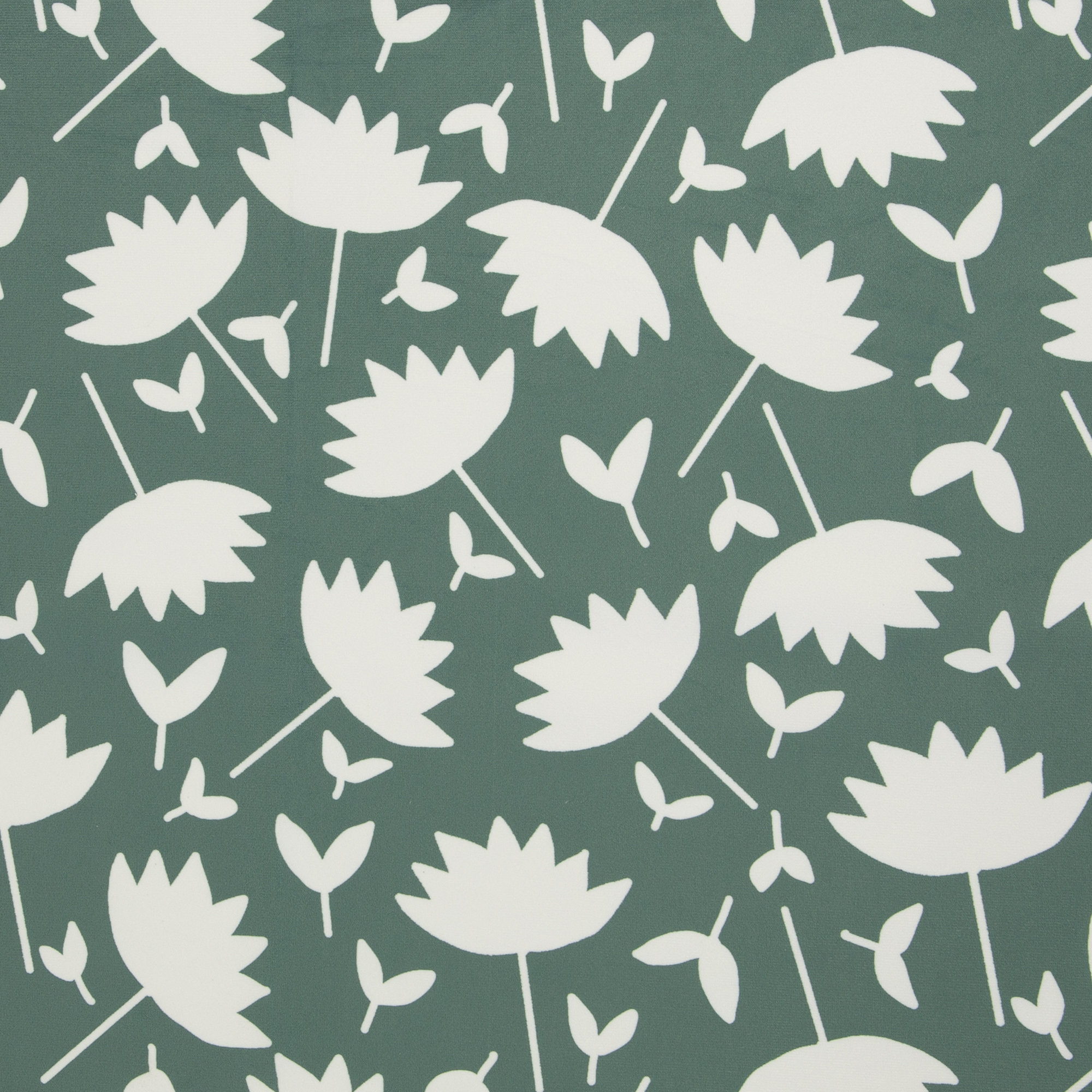 Velvet Flowers by Emjo Design – Samt mit Blumen-Motiv in Smaragd/Weiß (266011), 40 cm-Ausschnitt