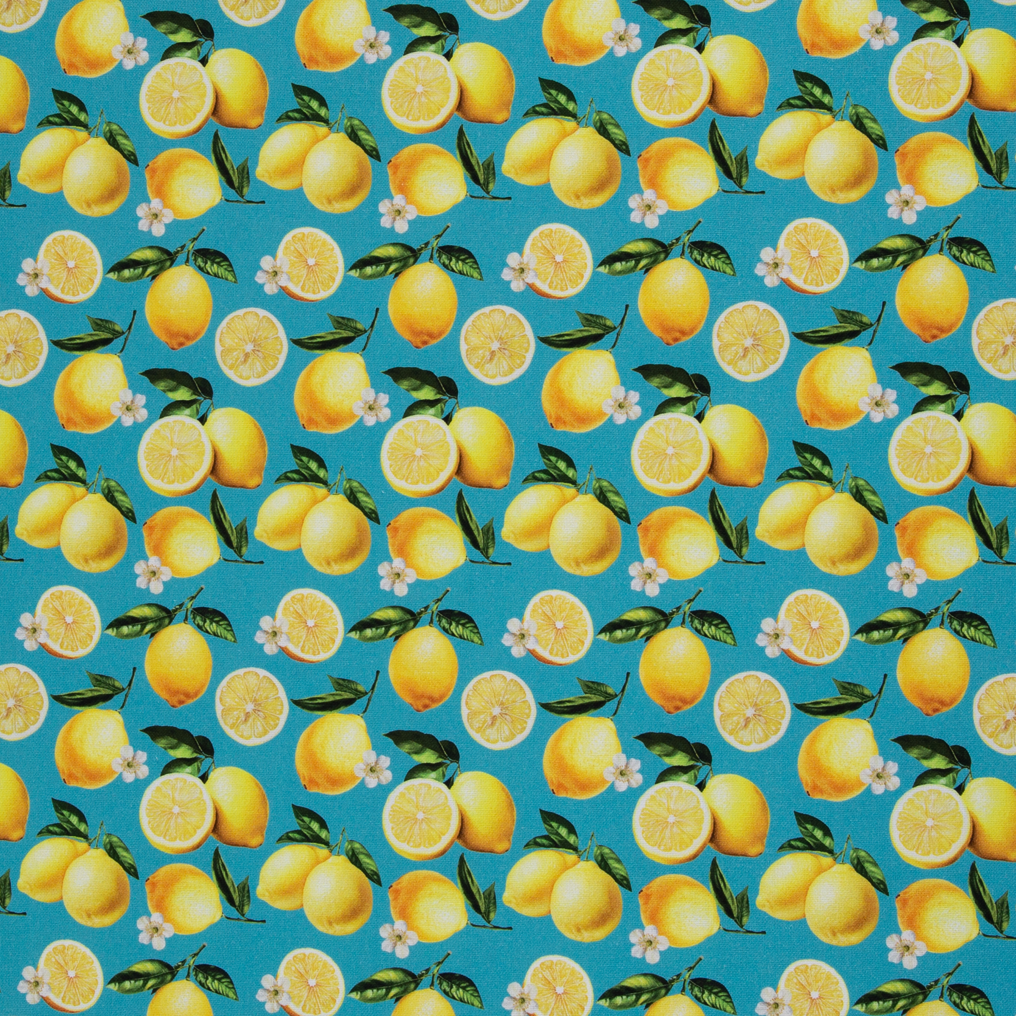 Matteo – Canvas mit Zitronen-Motiv in Gelb/Türkis (551842), 40 cm-Ausschnitt