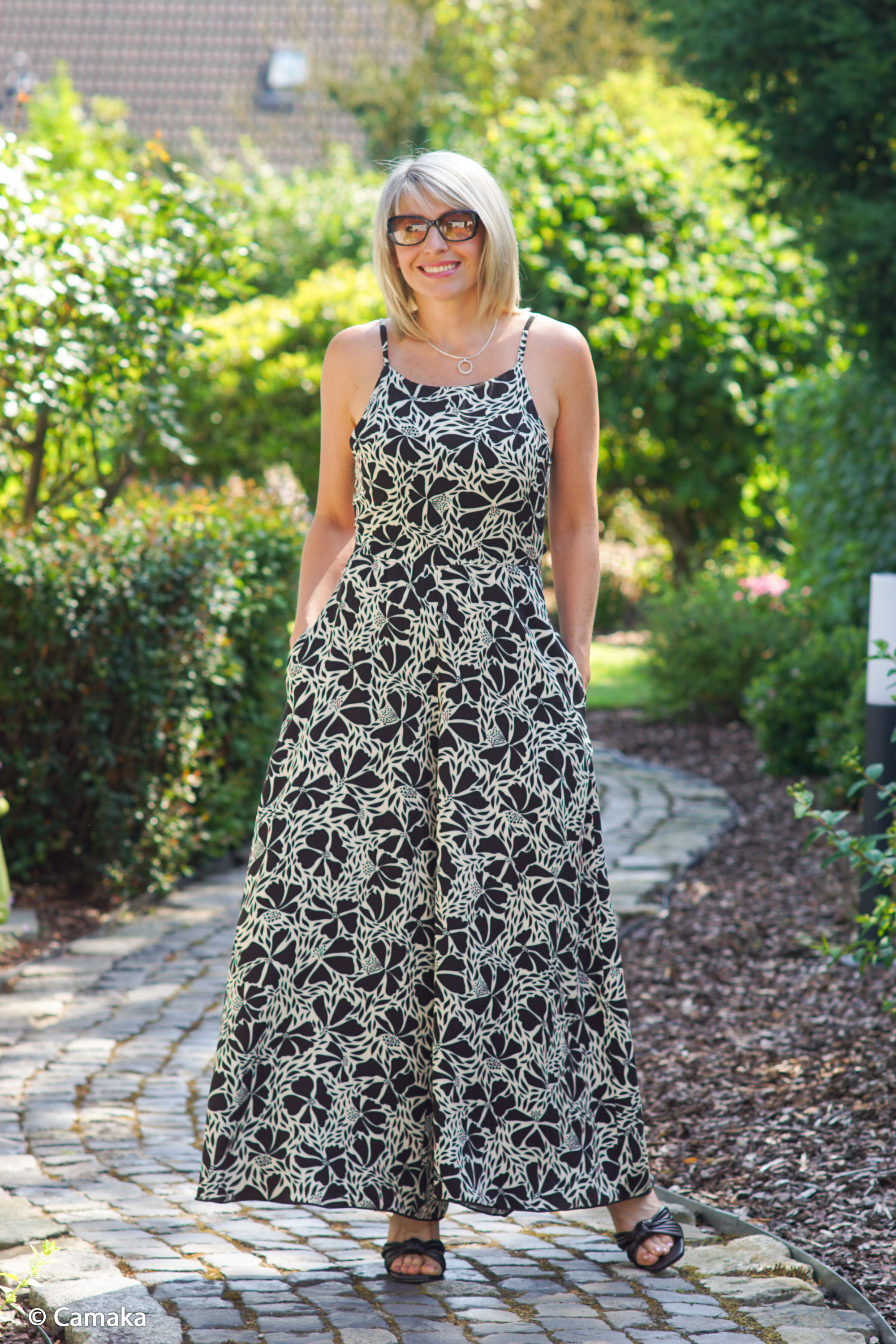 299170 Blumen, schwarz/beige