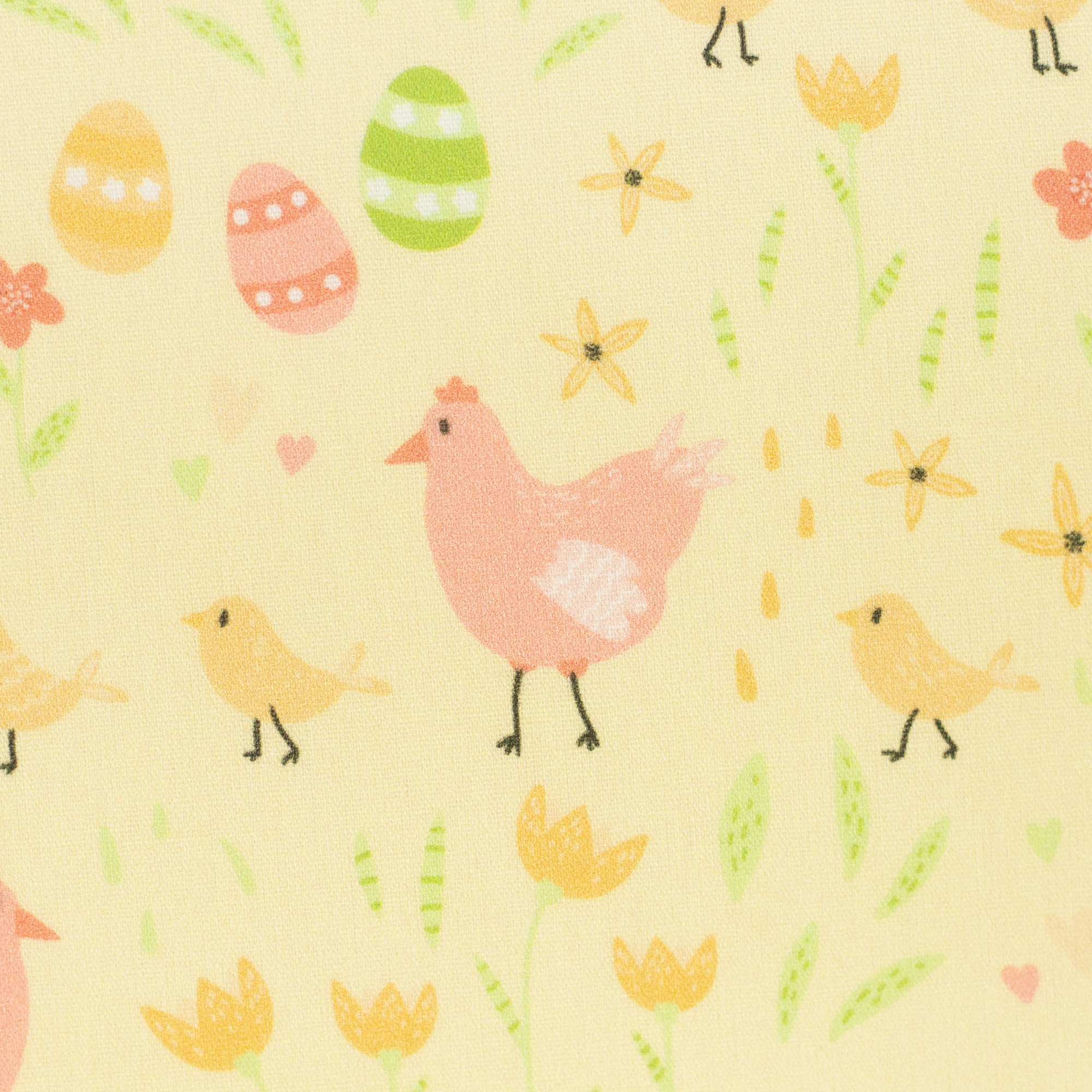 Easter – woven cotton fabric in light yellow, 10 cm close-up
