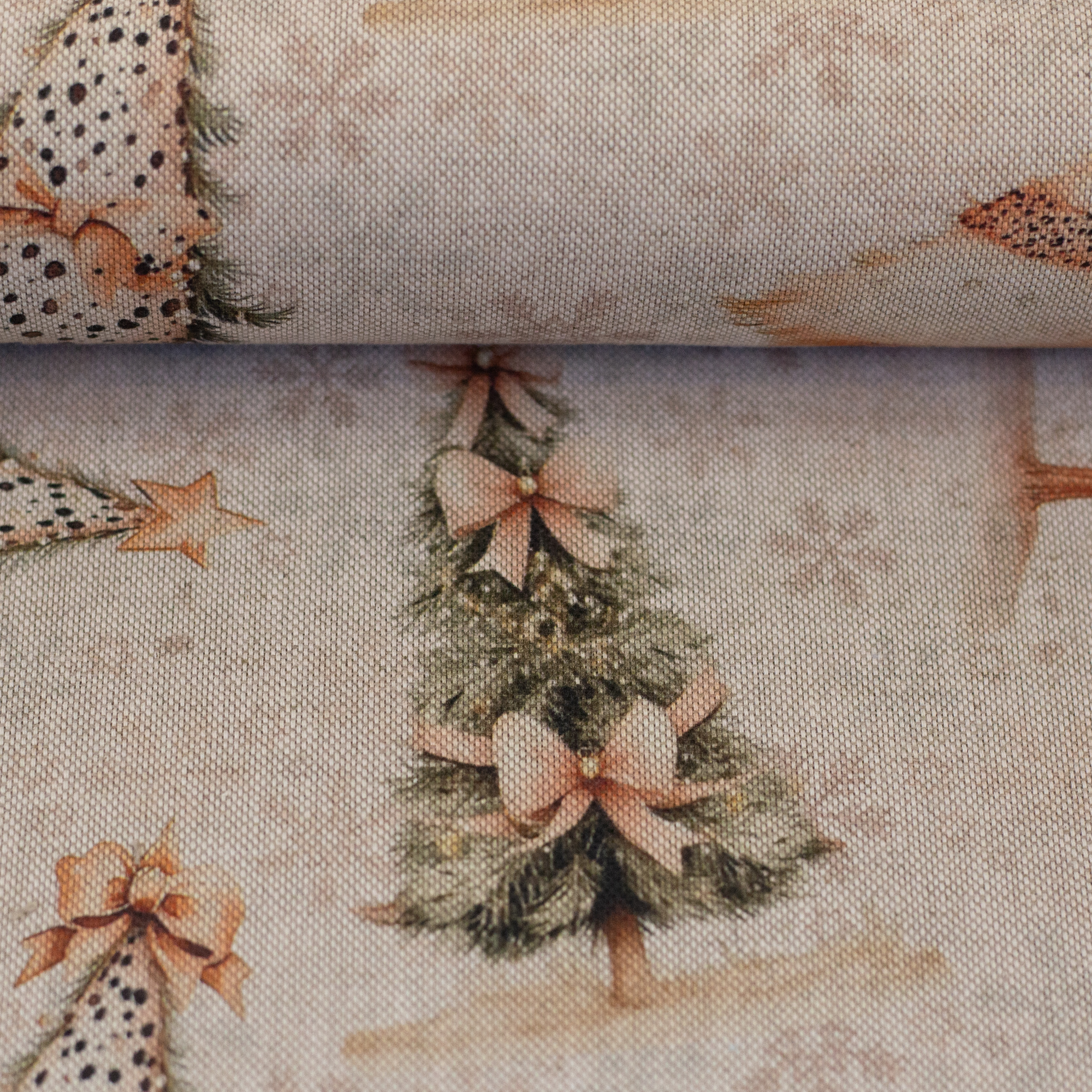 513172 Tannenbäume, Schleifen, beige