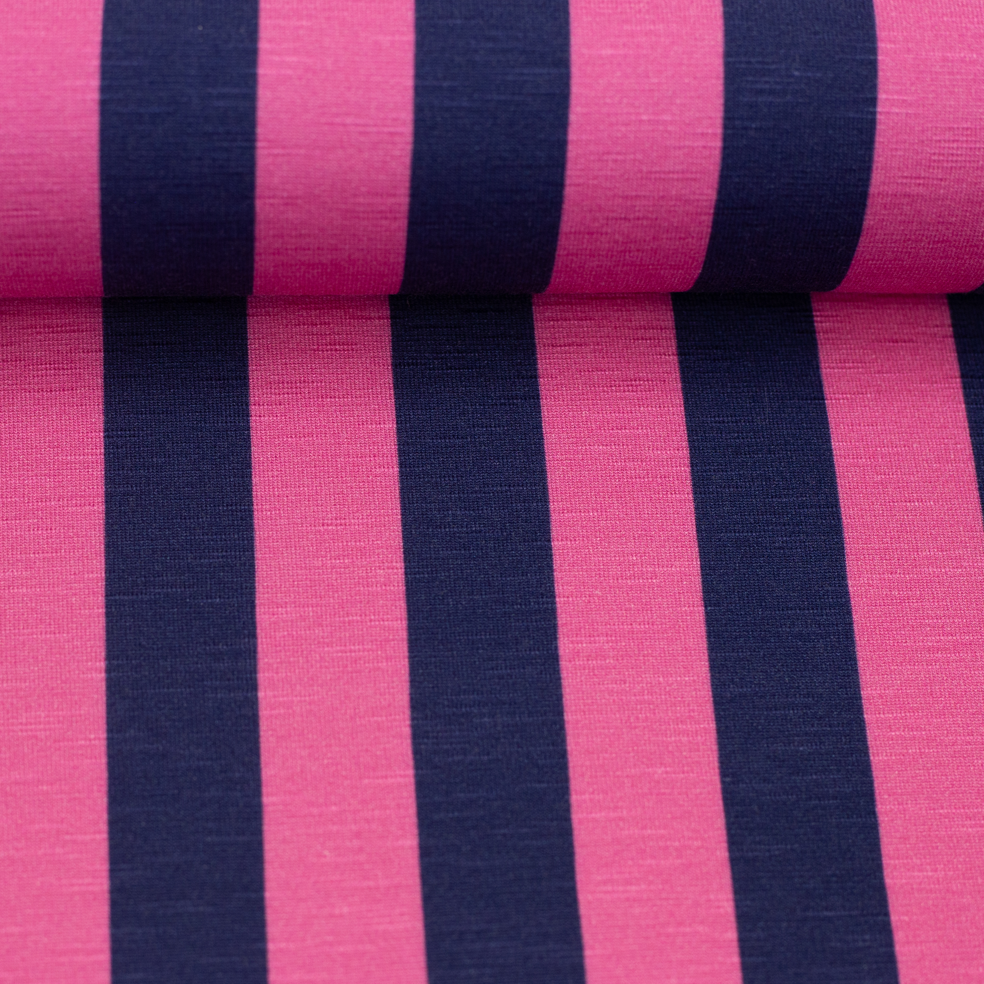 Happystripes by Cherry Picking in dark blue, on the fabric bolt