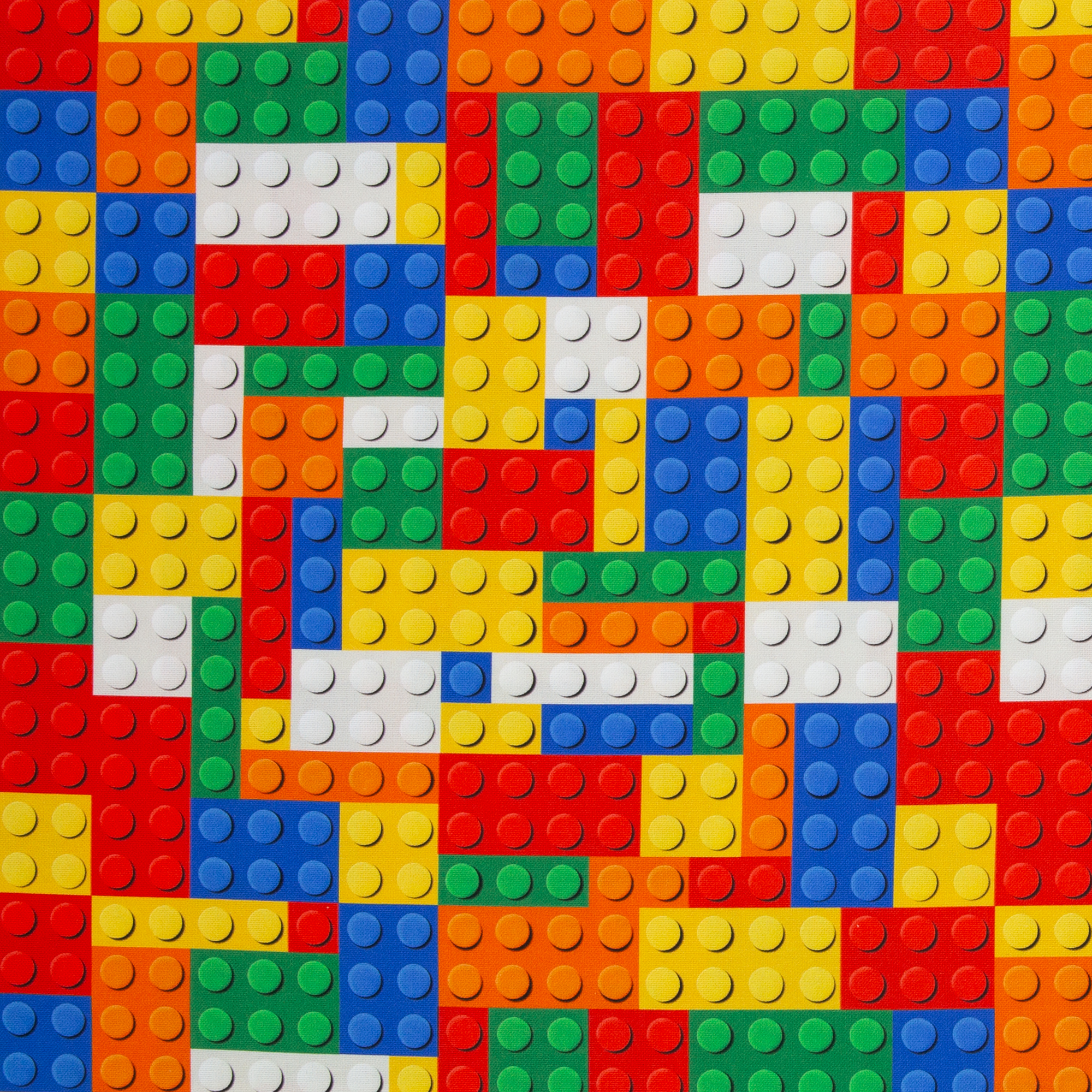 Bob – Dekostoff Webware mit Klemmbaustein-Motiv in bunten Farben (852999), 40 cm-Ausschnitt