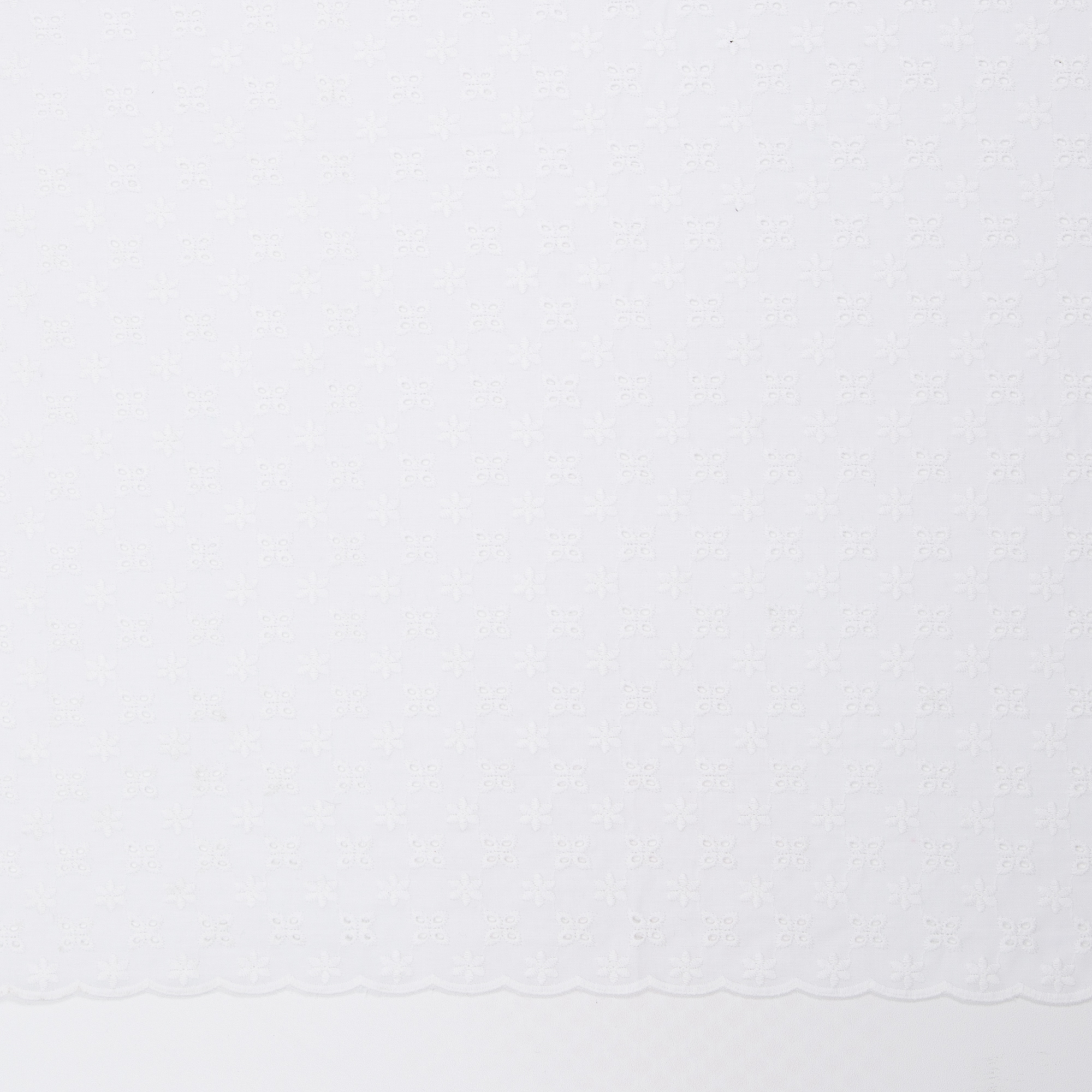 Linz, Woven Cotton, Embroidery, Blossoms, white