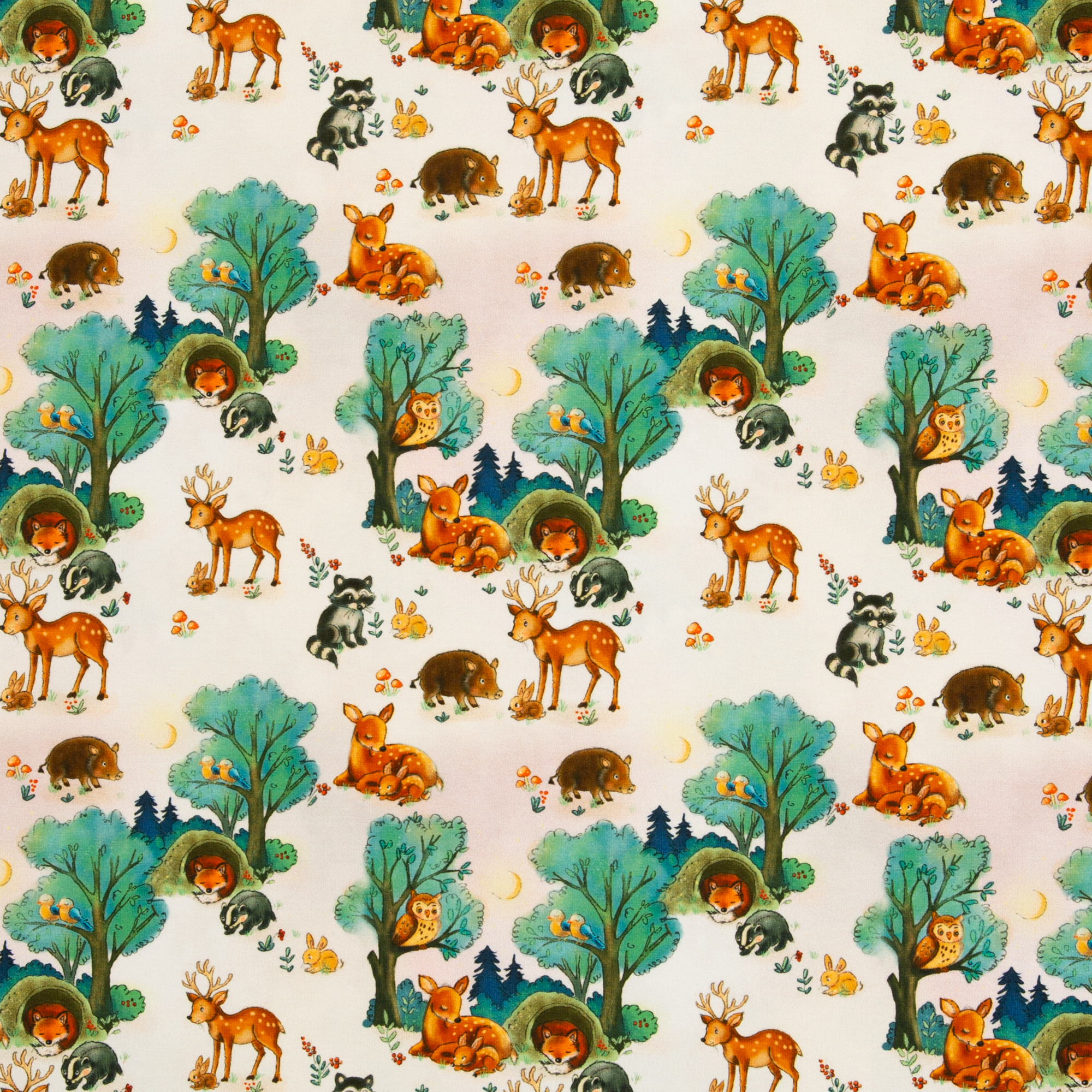 Forest Animals, Jersey Baumwolle