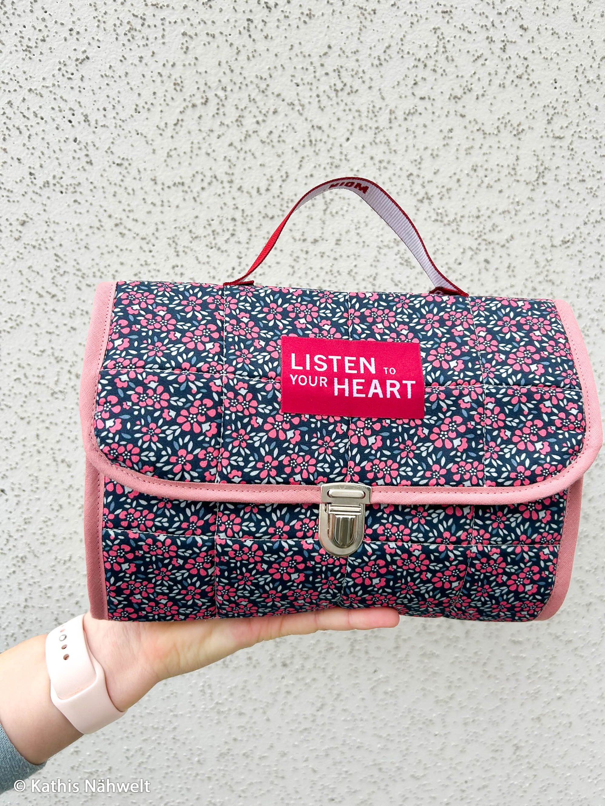603597 Blumen, pink/dunkelblau