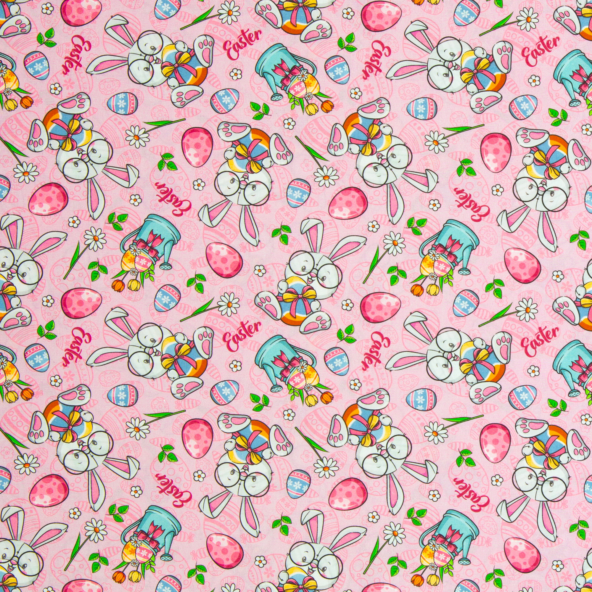 Easter – woven cotton fabric in rose, 40 cm section