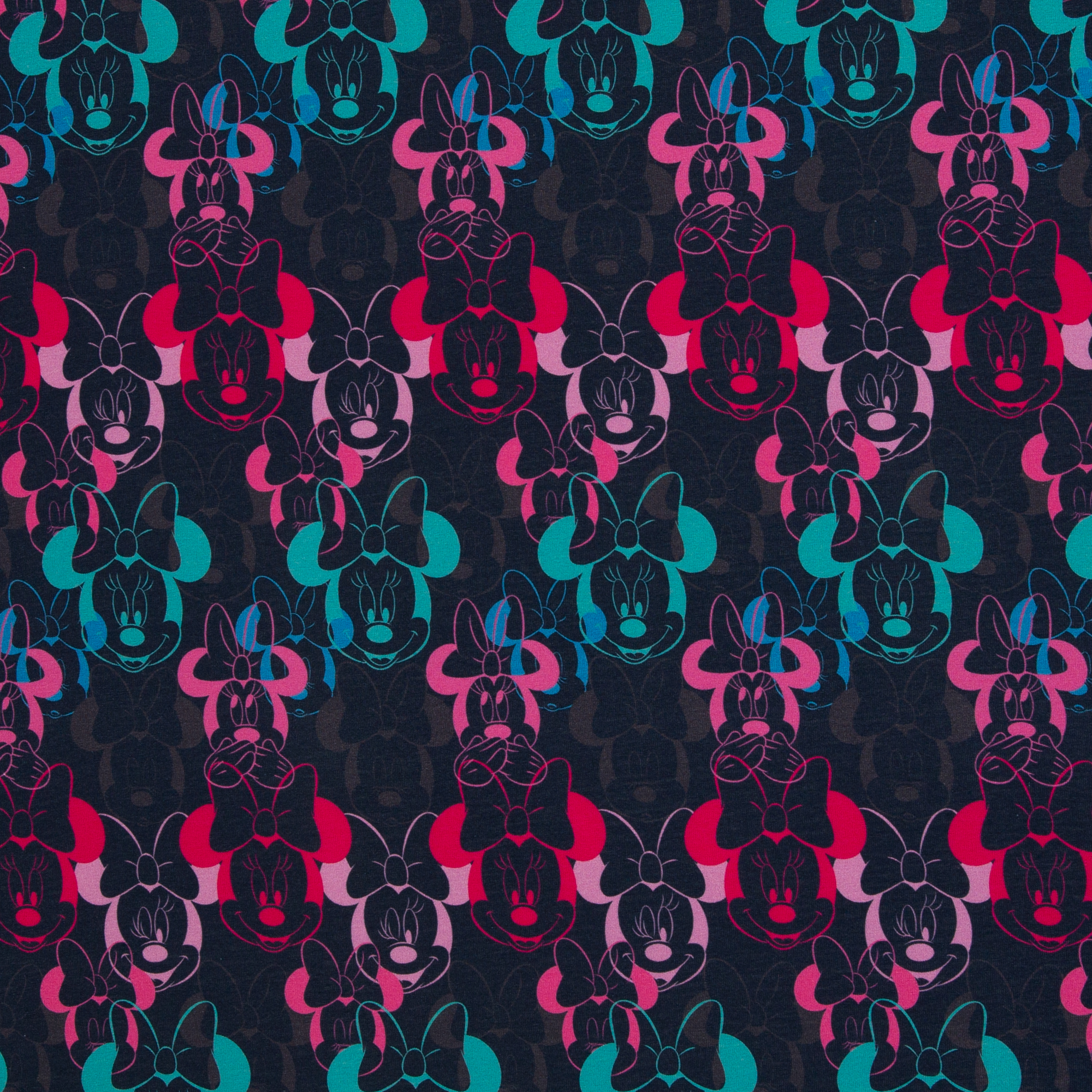 Disney Mini Maus – Baumwolljersey mit Mini-Maus-Motiv auf schwarzem Hintergrund, 40 cm-Ausschnitt
