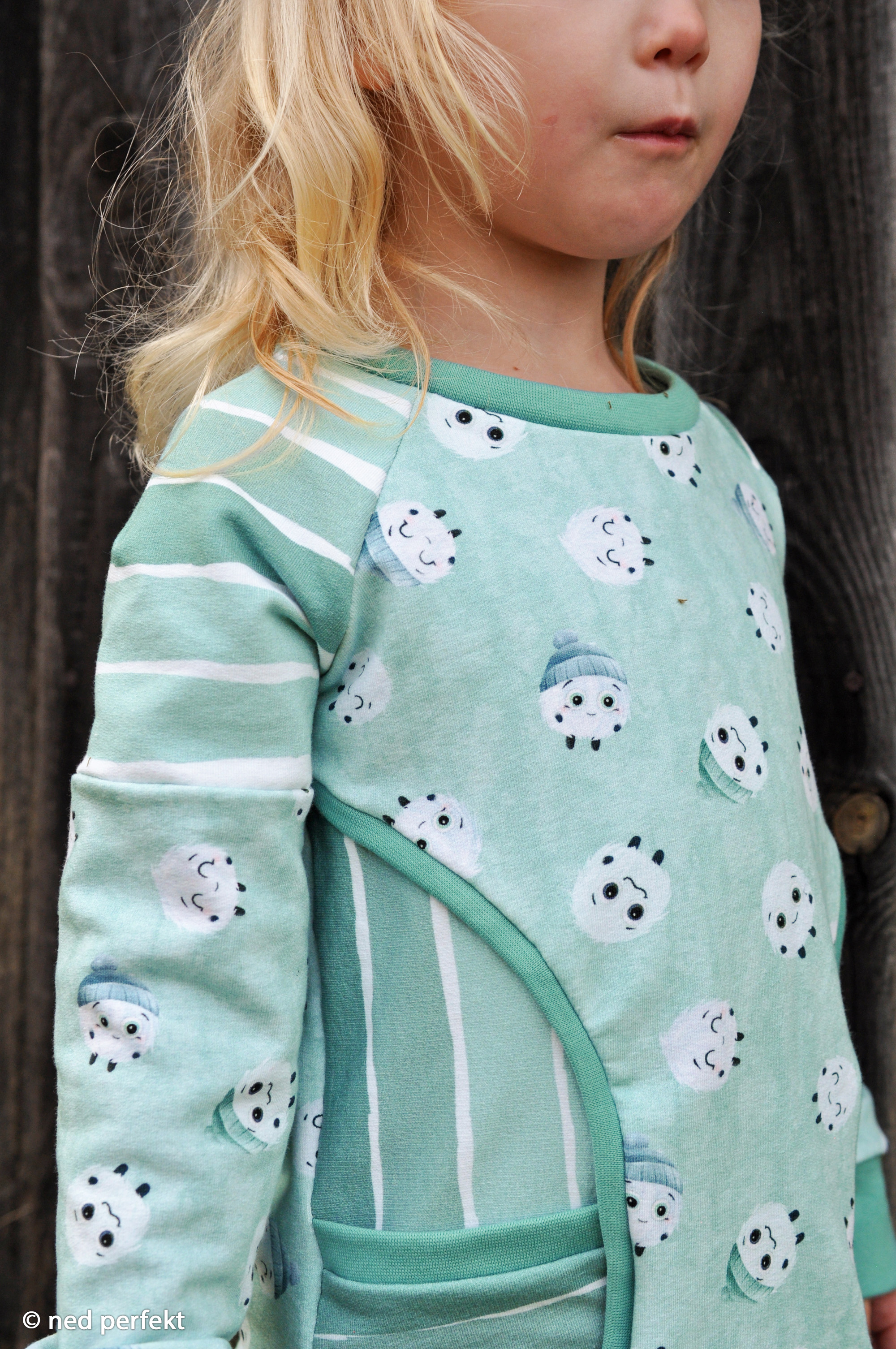 412261 Fluffy with hat, mint green