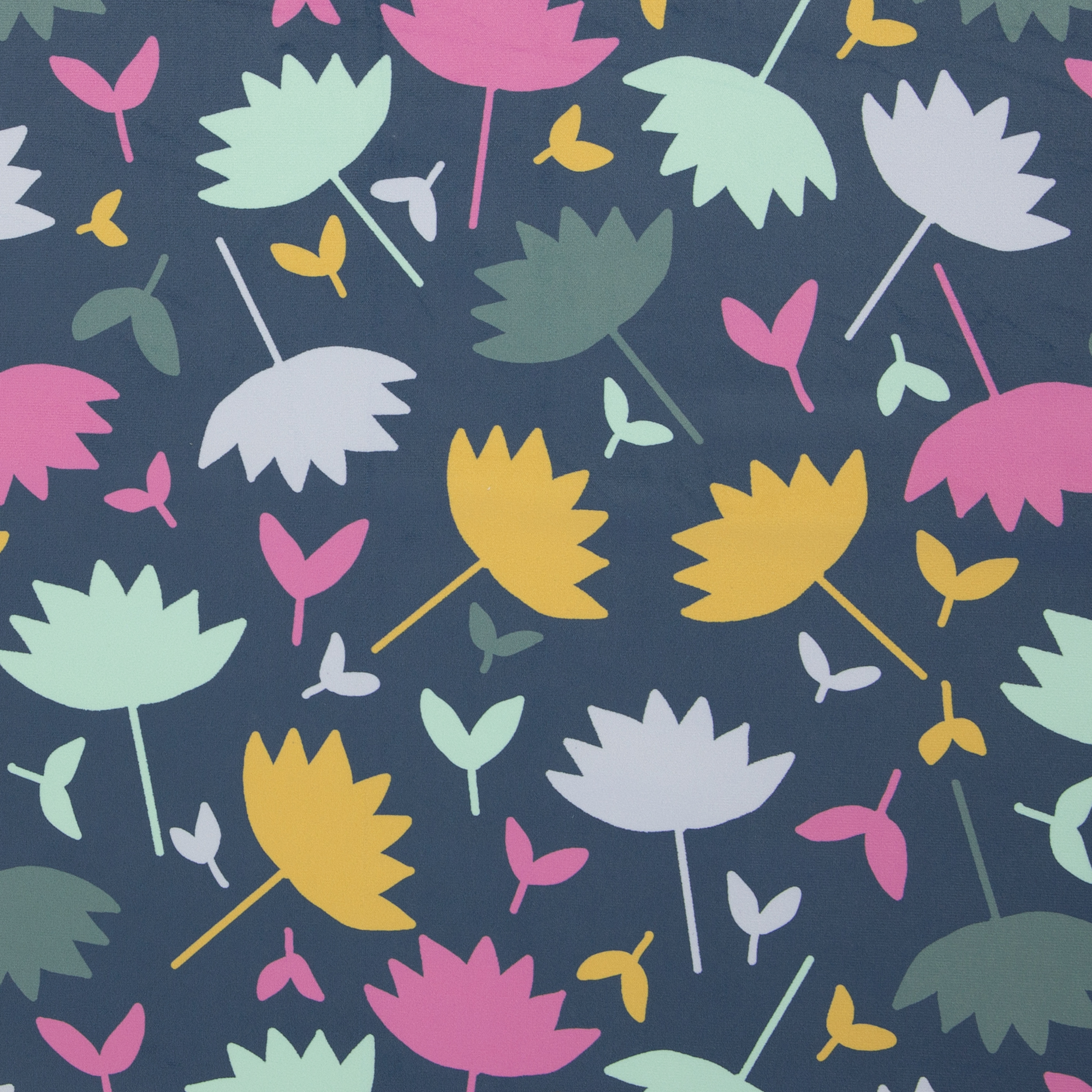 Velvet Flowers by Emjo Design – Samt mit Blumen-Motiv in Dunkelblau/Bunt (596999), 40 cm-Ausschnitt
