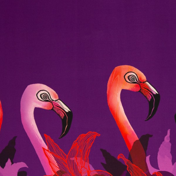 Flamingo Flowers by Thorsten Berger, Viskose Webware